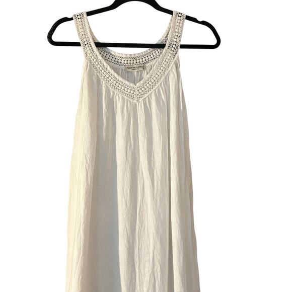 Terro Millennio White Dress Boho M Date Night Maxi 100% Linen Beachy Summer - Picture 2 of 10